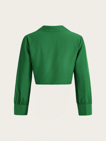 LUNE Women's V-Neck Buttoned Shirt With Circular Rings