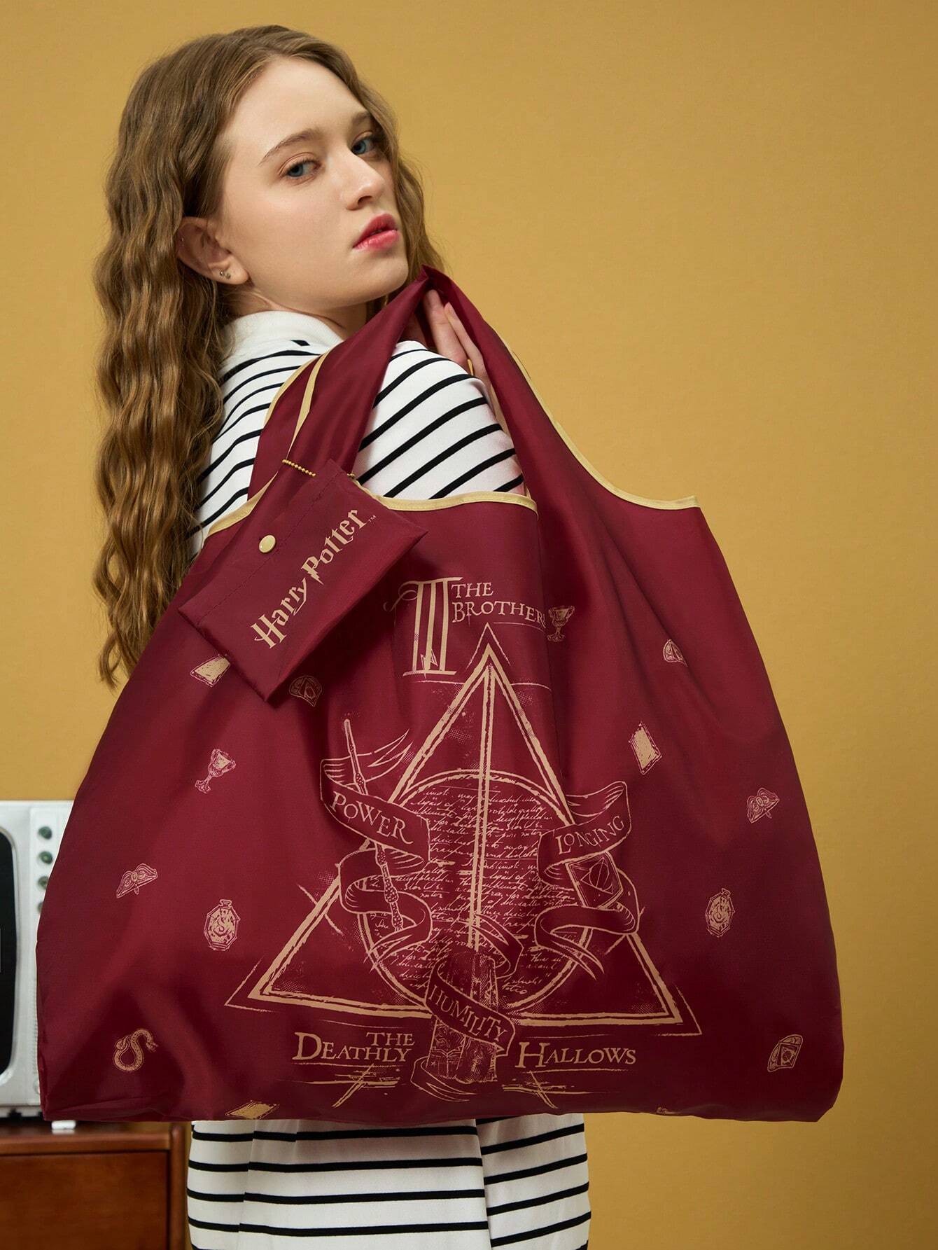Letter & Harrypotter Deathly Hallows Geo Graphic Tote Bag shein