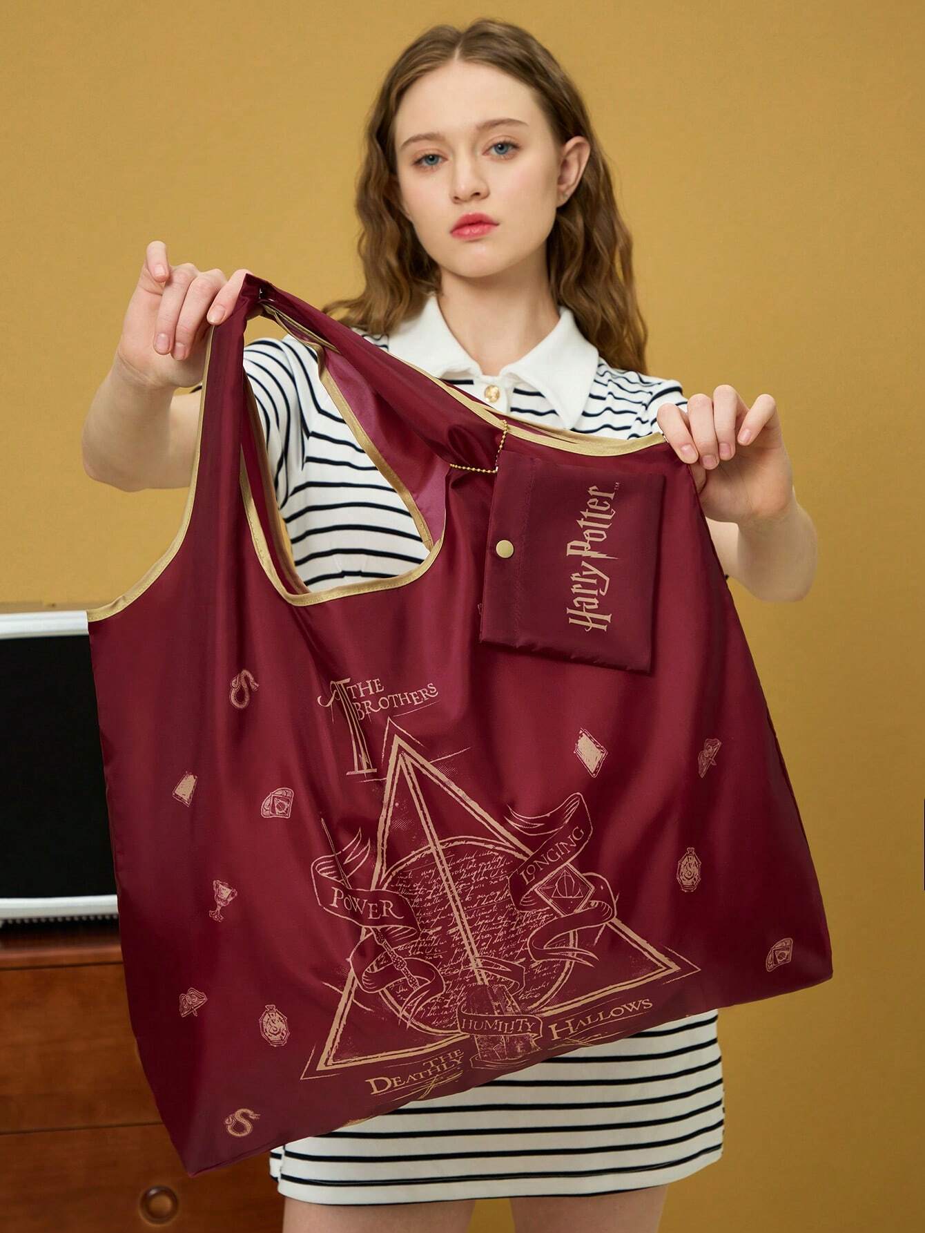 Letter & Harrypotter Deathly Hallows Geo Graphic Tote Bag shein