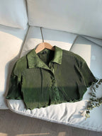 Y2K Style Short Cropped Pleated Shirt shein