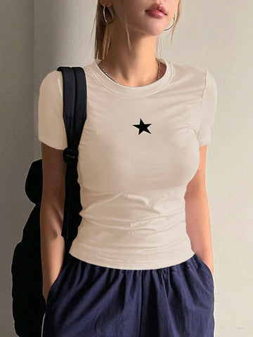 DAZY Star Print Short Sleeve T-Shirt shein