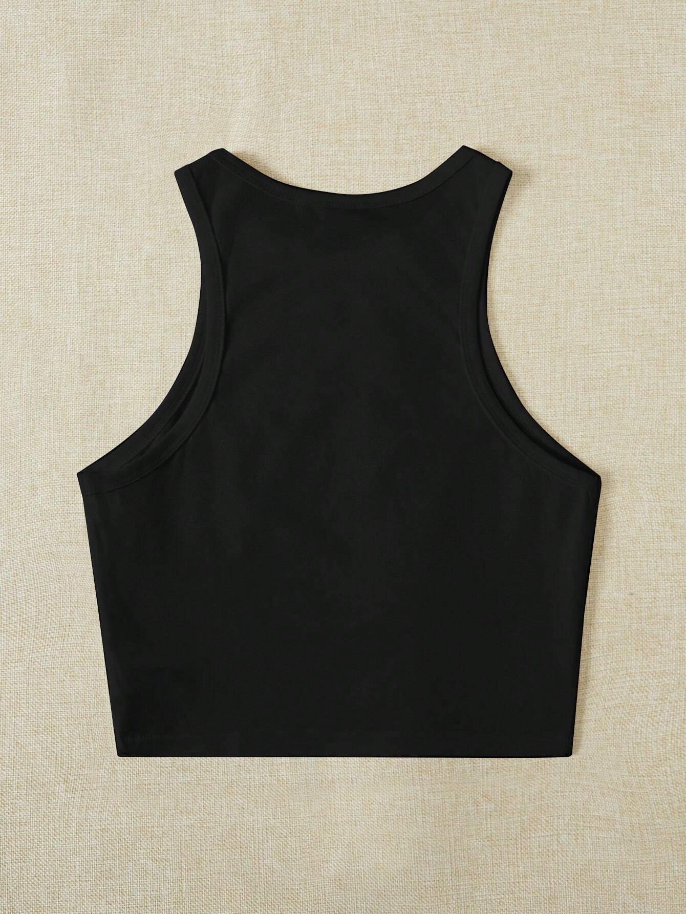 EZwear Women's Cherry Pattern Casual Simple Slim Fit Crop Tank Top shein