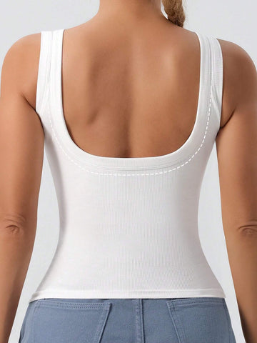 1pc Women's Casual Tank Top With Removable Chest Padding shein