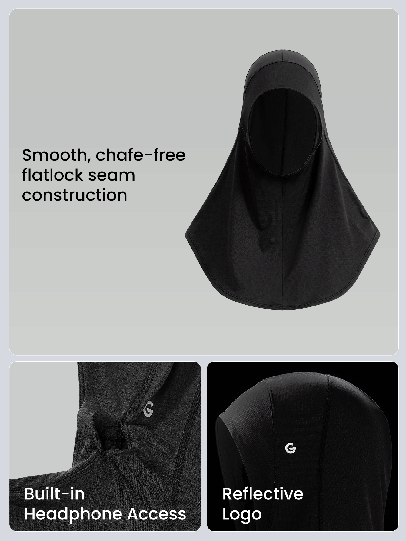 GLOWMODE Breathable Mesh Hood Hijab With Silicone Logo Running Workout Daily Casual shein