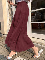 DAZY Solid Color Waist Gathered Minimalist Midi Skirt shein