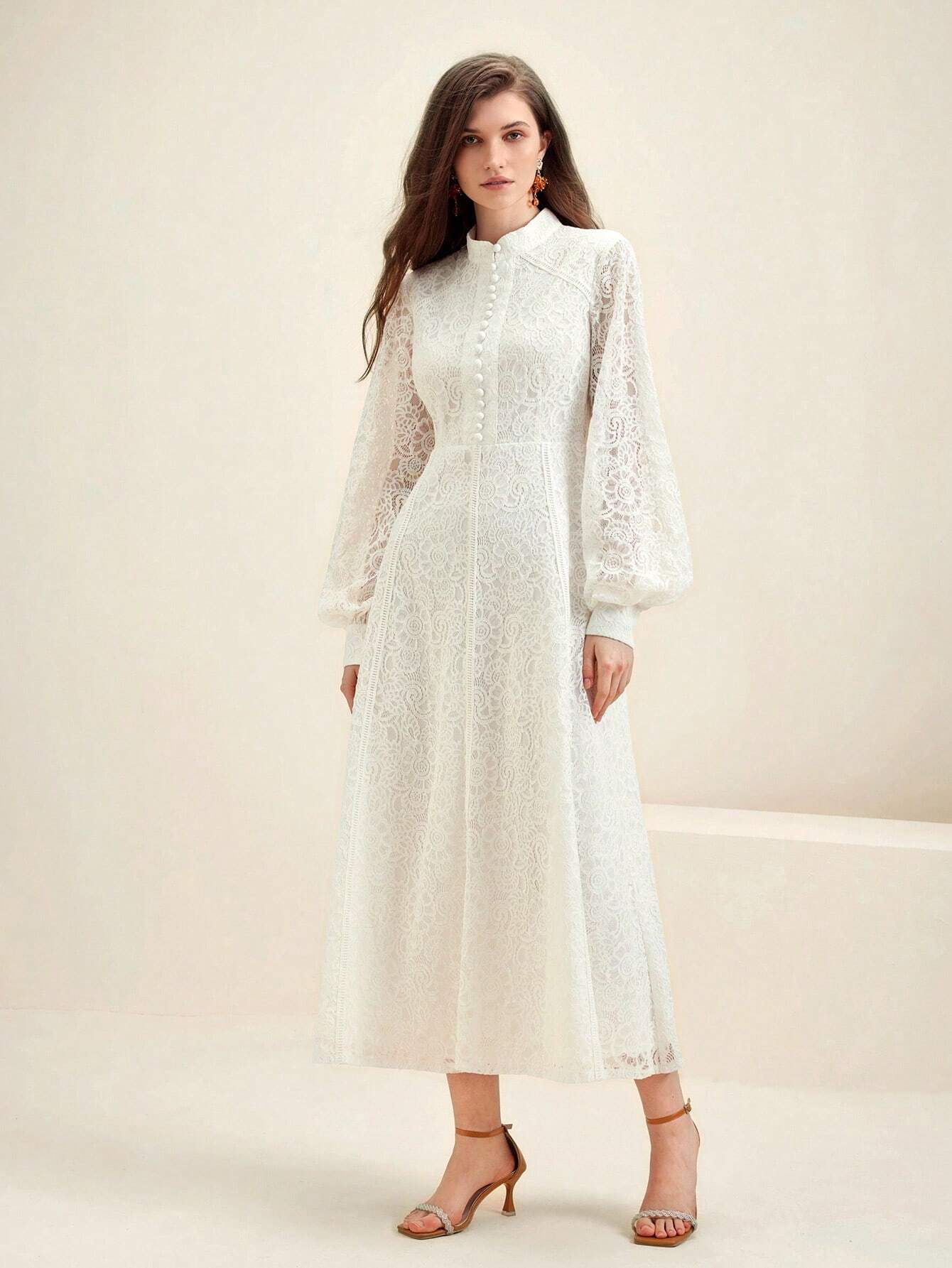 Anewsta Women's Long Sleeve Lace Dress shein
