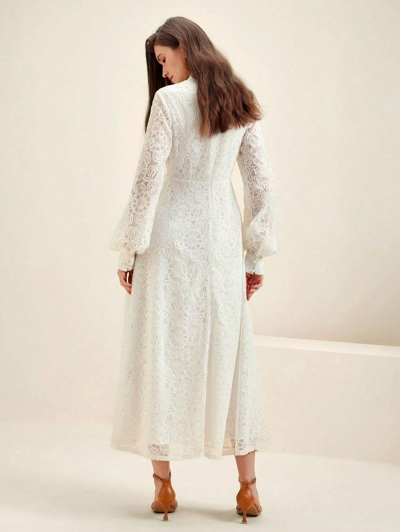 Anewsta Women's Long Sleeve Lace Dress shein