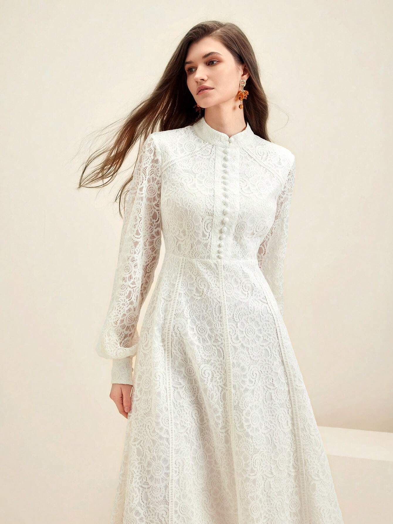 Anewsta Women's Long Sleeve Lace Dress shein