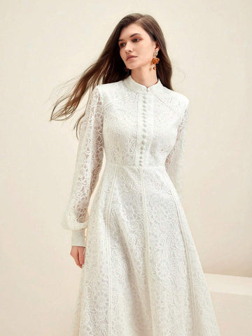 Anewsta Women's Long Sleeve Lace Dress