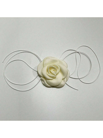 1pc Women's Creative Handmade Rose Flower Necklace shein