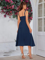 PARTHEA Backless Crisscross Lace Up Ruched Boning Corset Cami Dress Shein