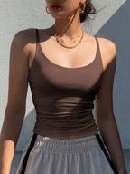 DAZY Women Solid Color Ruched Slim Fit Camisole Top shein