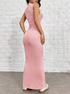 EZwear Women's Knit Stand Collar Slim Fit Mermaid Dress shein