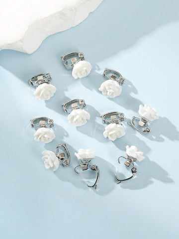 10pcs Flower Decor Hair Ring Elegant shein