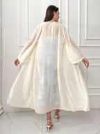 Modely Tie Dye Cowl Neck Cami Dress & Solid Drop Shoulder Coat Sets shein