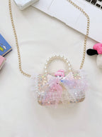 Mini Glitter Decorated Fashion Faux Pearl Satchel For Evening Party shein