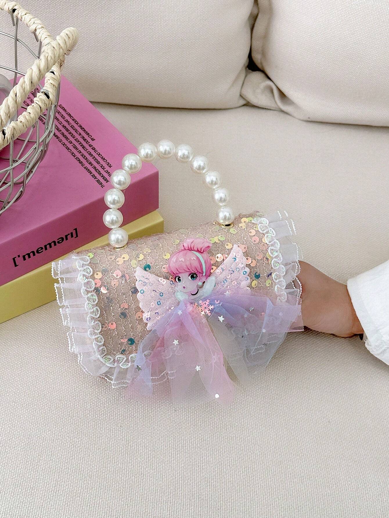 Mini Glitter Decorated Fashion Faux Pearl Satchel For Evening Party shein