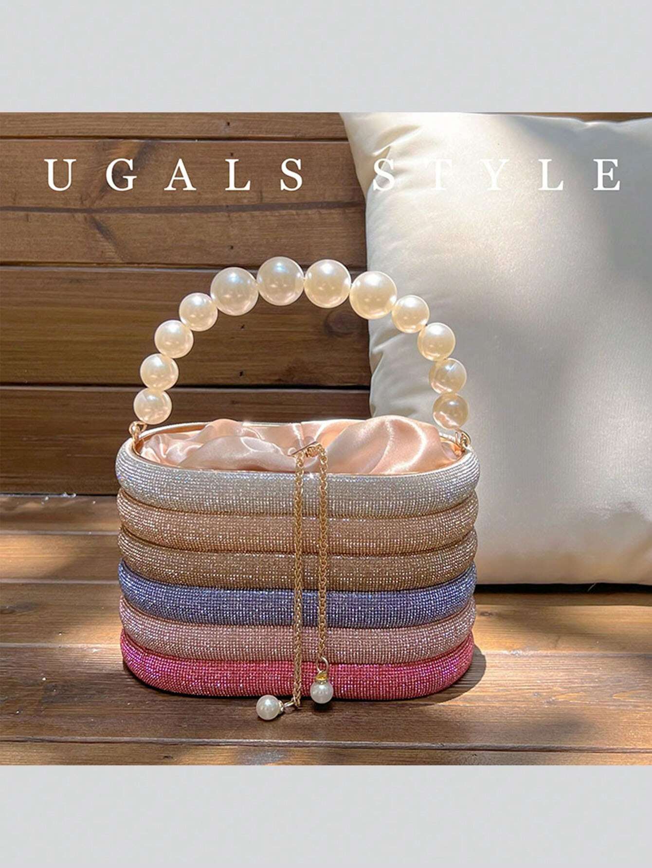 Luxury Women's Bridal Wedding Pearl Purse Party Prom Glitter Bling Rhinestone Clutches Handbag shein