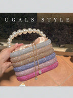 Luxury Women's Bridal Wedding Pearl Purse Party Prom Glitter Bling Rhinestone Clutches Handbag shein
