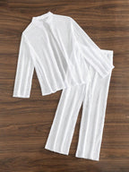 Swim 2pcs Women's Fashionable Summer Simple Solid Color Hollow Out Beach Style Cover-Up Set shein