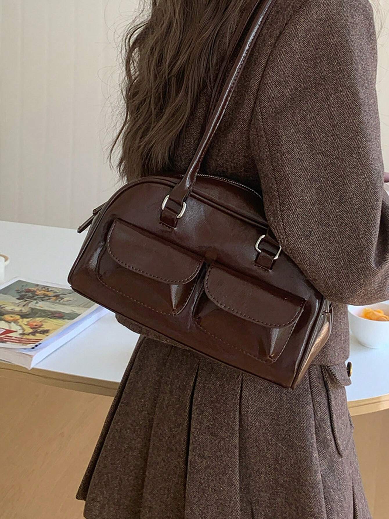 Women Armpit Bag New Fashion Tote Bag With Large Capacity And Multiple Pockets shein