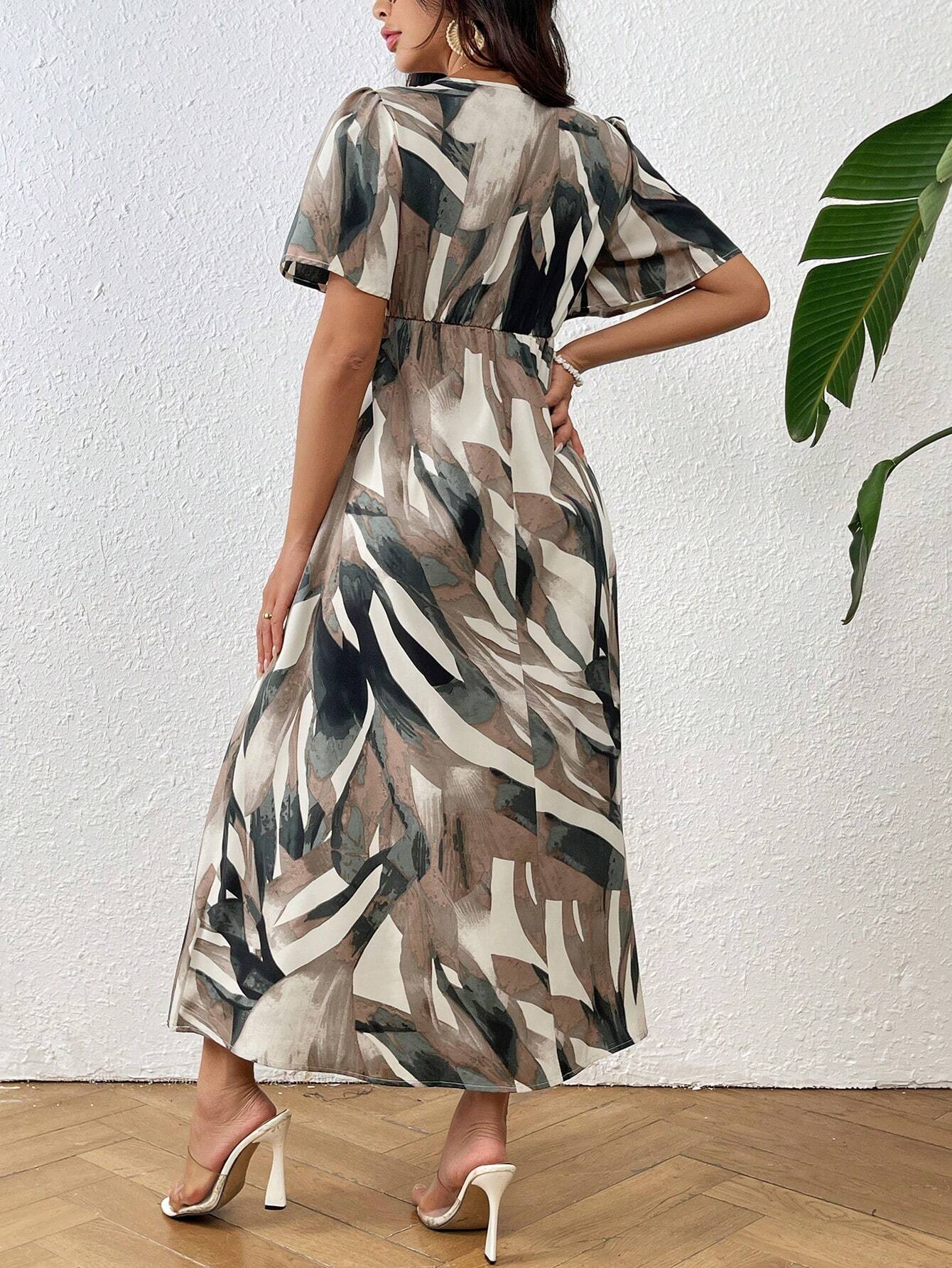 VCAY Women'S Colorblock Printed Summer Dress Shein