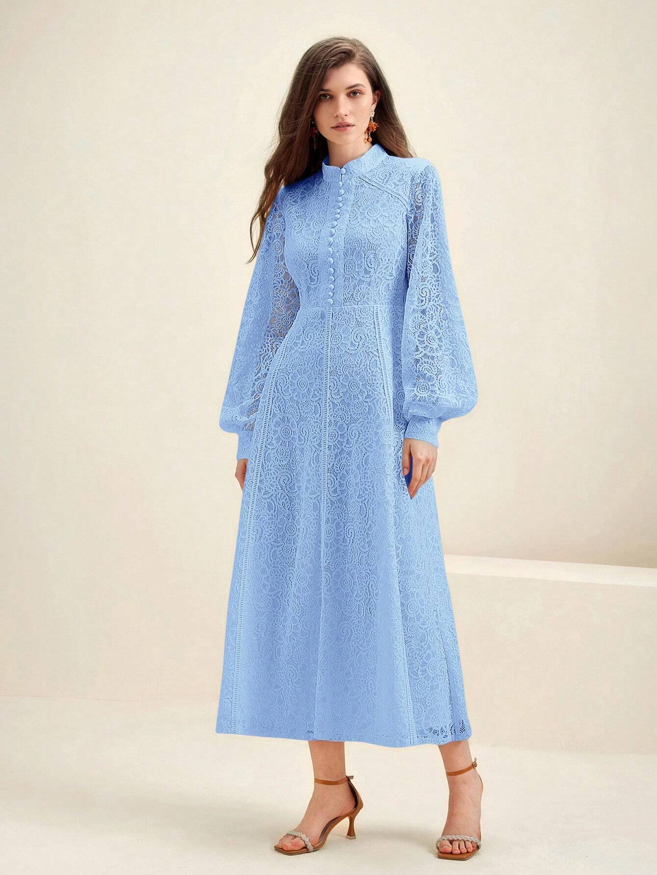 Anewsta Women's Long Sleeve Lace Dress shein