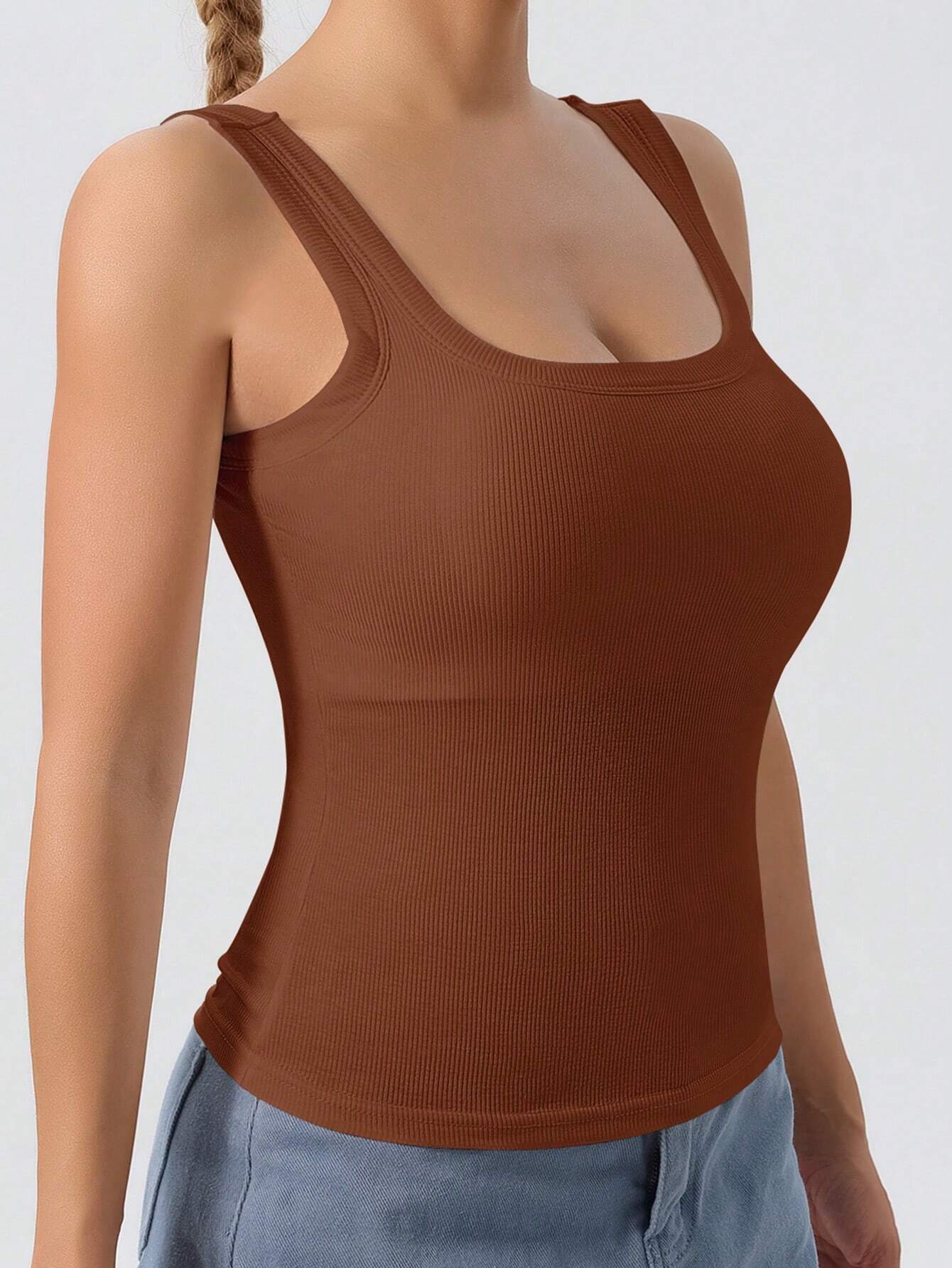 1pc Women's Casual Tank Top With Removable Chest Padding shein