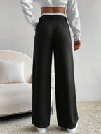 EZwear Spring Dress PantsHigh Waist Plicated Detail Wide Leg Suit Pants Shein