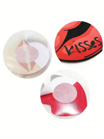 4 Pairs Disposable Women Nipple Cover Lips Shape No Trace Anti-Exposure Sexy Chest Stickers shein