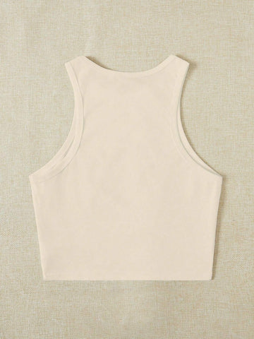 EZwear Women's Cherry Pattern Casual Simple Slim Fit Crop Tank Top