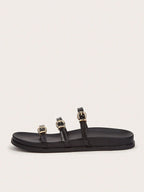 Metal Buckle Flat Sandals shein