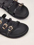 Metal Buckle Flat Sandals shein