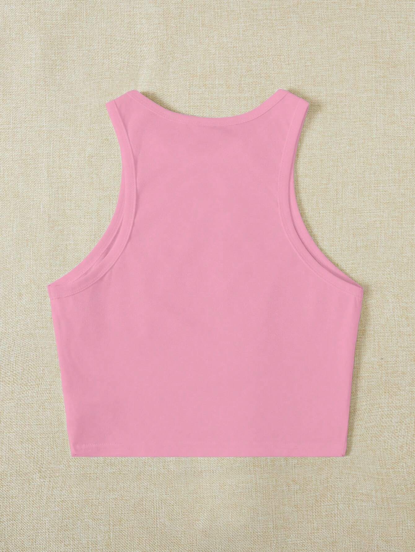 EZwear Women's Cherry Pattern Casual Simple Slim Fit Crop Tank Top shein