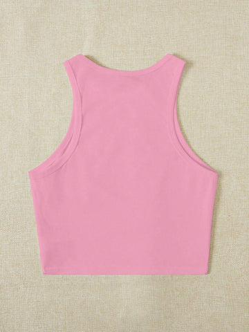 EZwear Women's Cherry Pattern Casual Simple Slim Fit Crop Tank Top