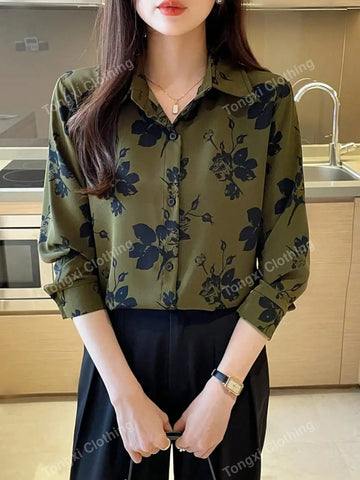 Women's Casual Floral All-Over Print Shirt shein