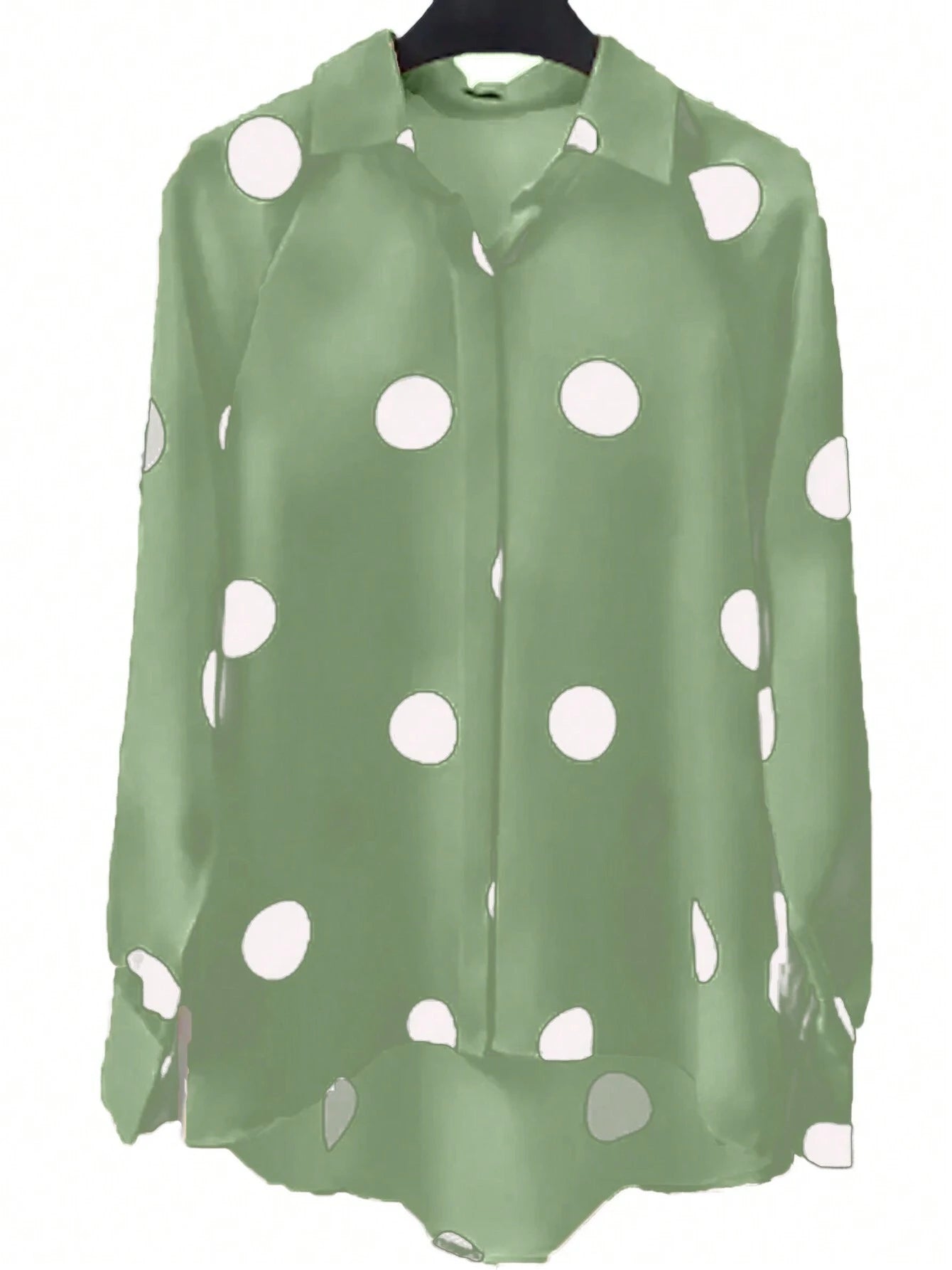 Essnce Polka Dot Print Long Sleeve Shirt shein