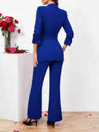 Clasi Ladies Belted Three-quarter Sleeve Suit With Pleats shein