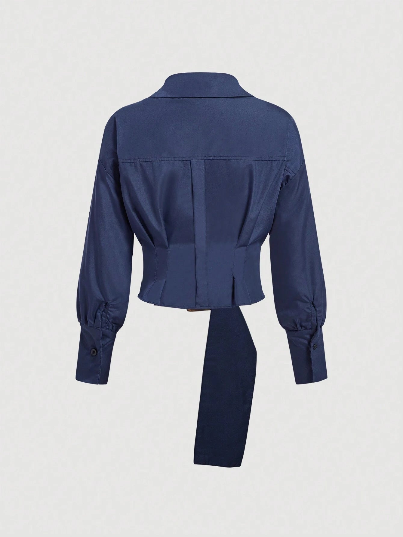 Aveloria Modichic Solid Color Pleated Decorated Buttoned Long Sleeve Shirt shein