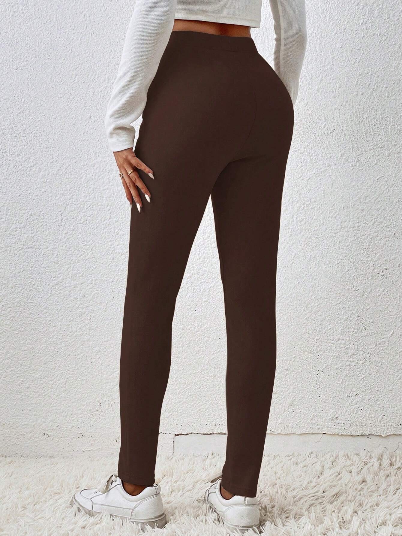 Essnce Solid High Waist Leggings shein