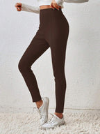 Essnce Solid High Waist Leggings shein