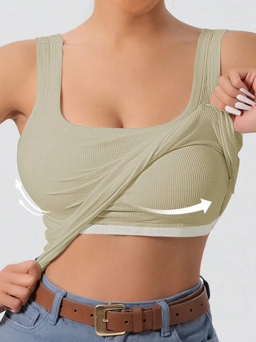 1pc Women's Casual Tank Top With Removable Chest Padding shein