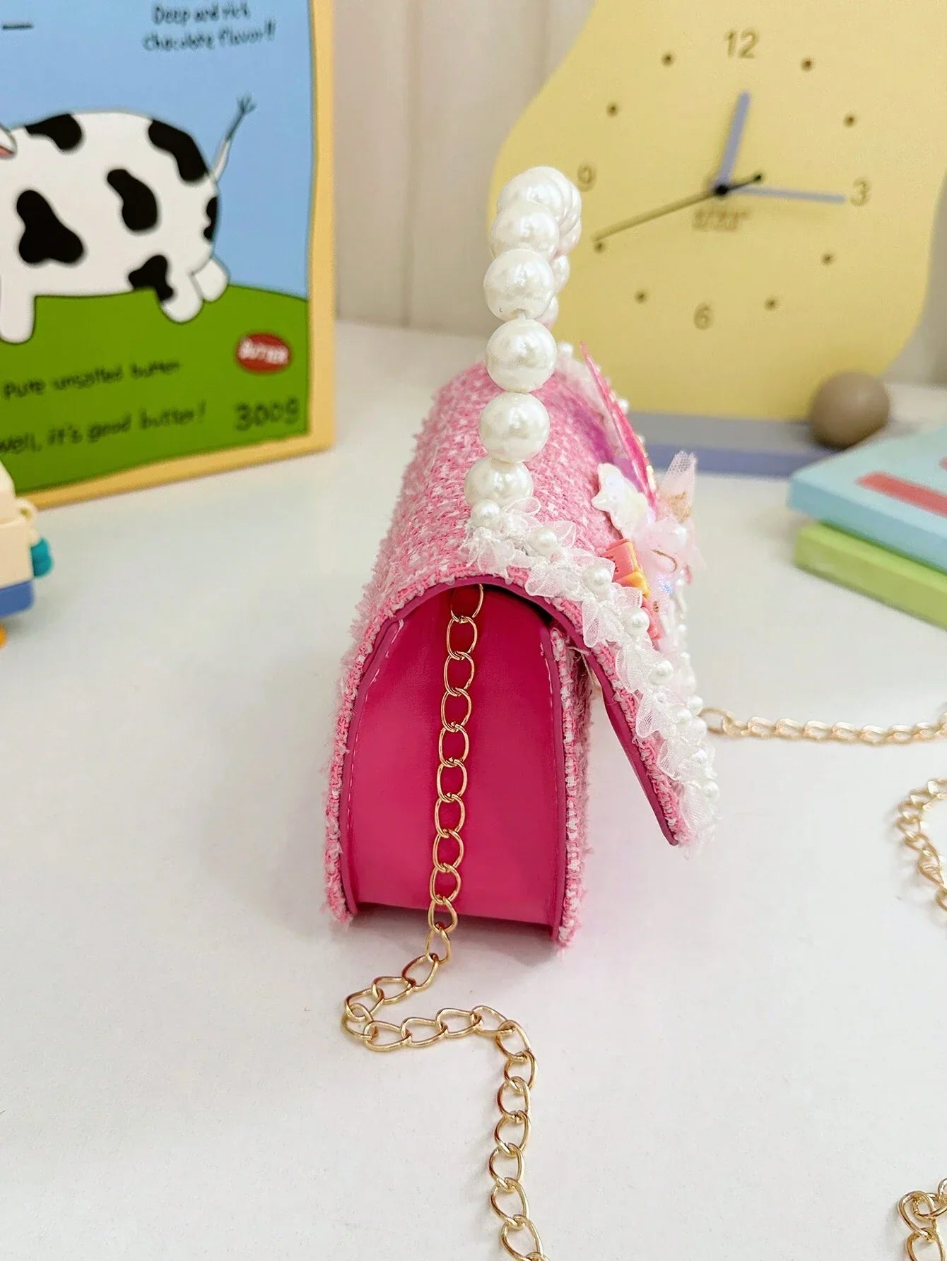 Mini Glitter Decorated Fashion Faux Pearl Satchel For Evening Party shein