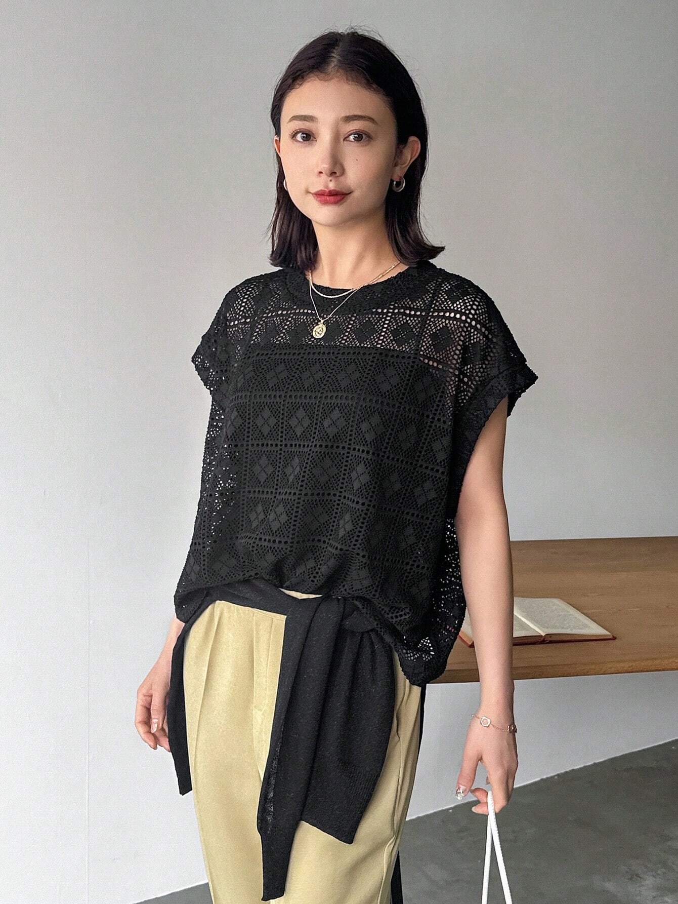 FRIFUL Women Loose Batwing Sleeve Hollow-Out Top For Summer shein