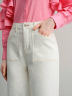 MOTF STUDIO SOLID SLANT POCKET STRAIGHT LEG JEANS shein
