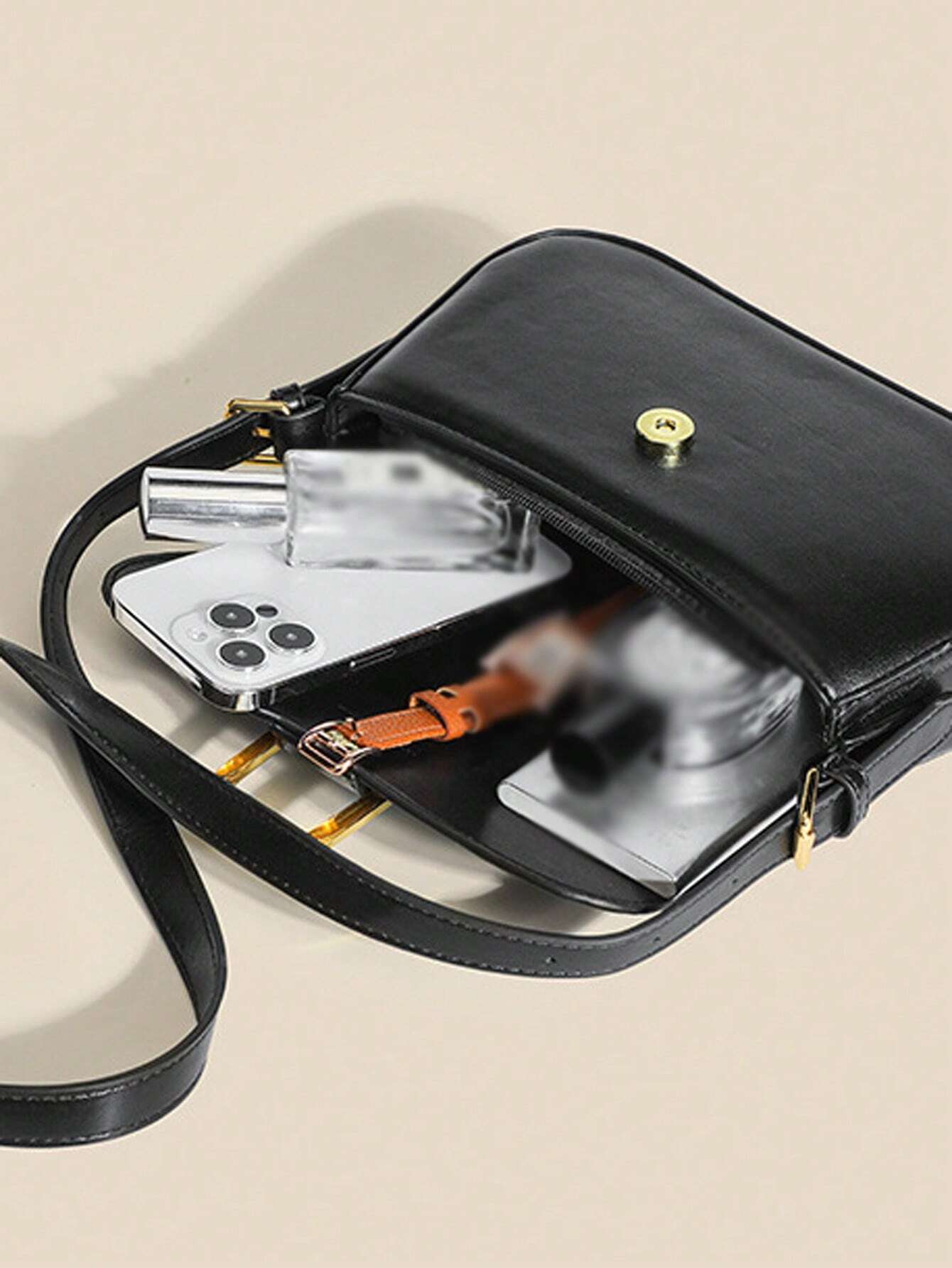 Fashion PU Leather Shoulder Bag shein