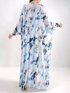 Modely Allover Print Tube Bodycon Dress & Open Front Coat shein