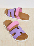 SHUZIA Ladies" Fashionable Color-Block Comfortable Flat Sandals shein