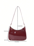Fashion Women Handbag PU Leather Solid Color Casual Shoulder Bag With Texture shein