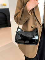 Fashion Women Handbag PU Leather Solid Color Casual Shoulder Bag With Texture shein